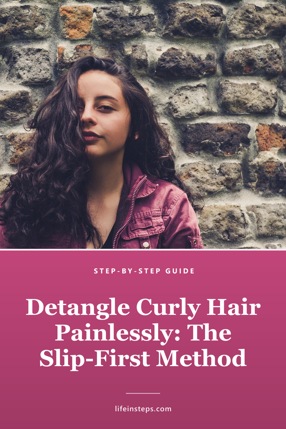 Pinterest pin: Detangle Curly Hair Painlessly: The Slip-First Method